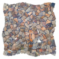 Хаотичная мозаика мрамор Bidasar Brown 6 мм МКР-ХСВ Матовая | Галтованная