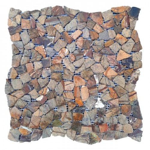 Хаотичная мозаика мрамор Bidasar Brown 6 мм МКР-ХСВ Матовая | Галтованная