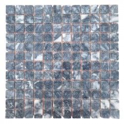 Мраморная мозаика Black 23x23x6 мм МКР-2СВА Матовая | Галтованная | Античная